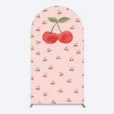 Lofaris Sweet Pink Red Cherry Happy Birthday Arch Backdrop